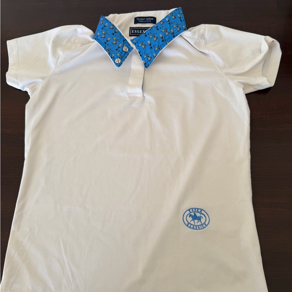 Essex Classics Girls white Horseback Show shirt EUC. Size L.